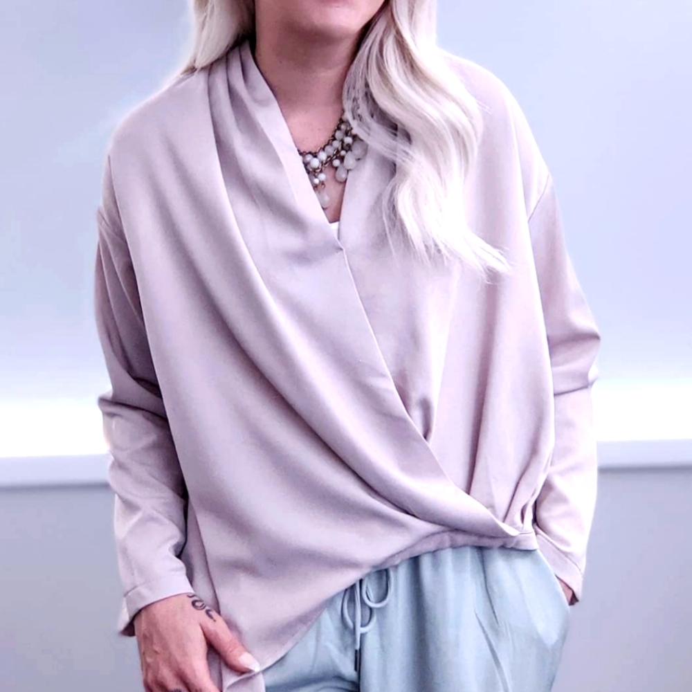 Soft Blush Pink Long Sleeved Blouse